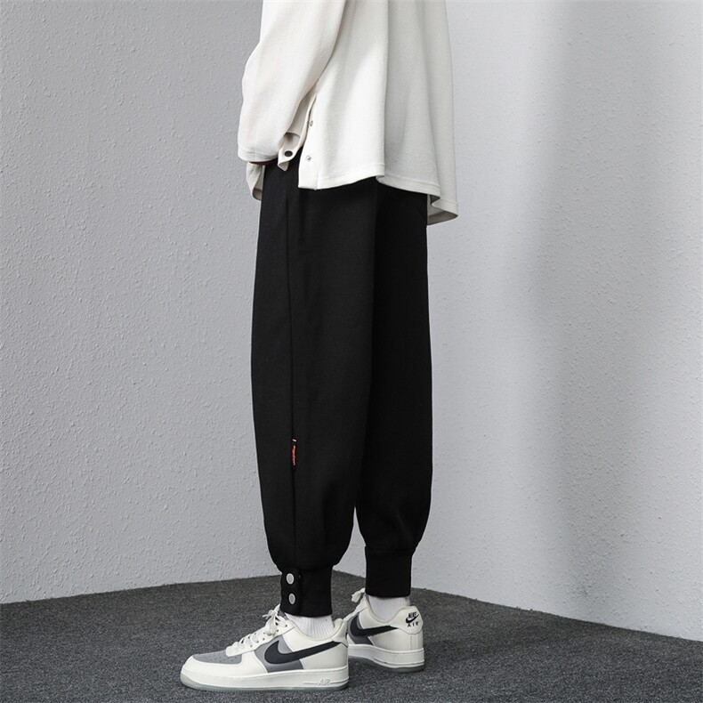 A018-KZ1129P50/春季贴标排扣纯色休闲大码运动裤束脚长裤男,男装休闲裤,电商A018