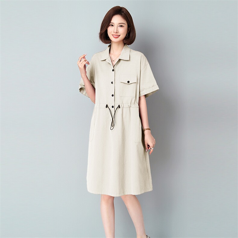 2025夏新品连衣裙纯棉大口袋款中长款连衣裙895款,女装连衣裙,秋牧寒烟