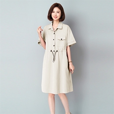 2025夏新品连衣裙纯棉大口袋款中长款连衣裙895款，女装连衣裙，秋牧寒烟