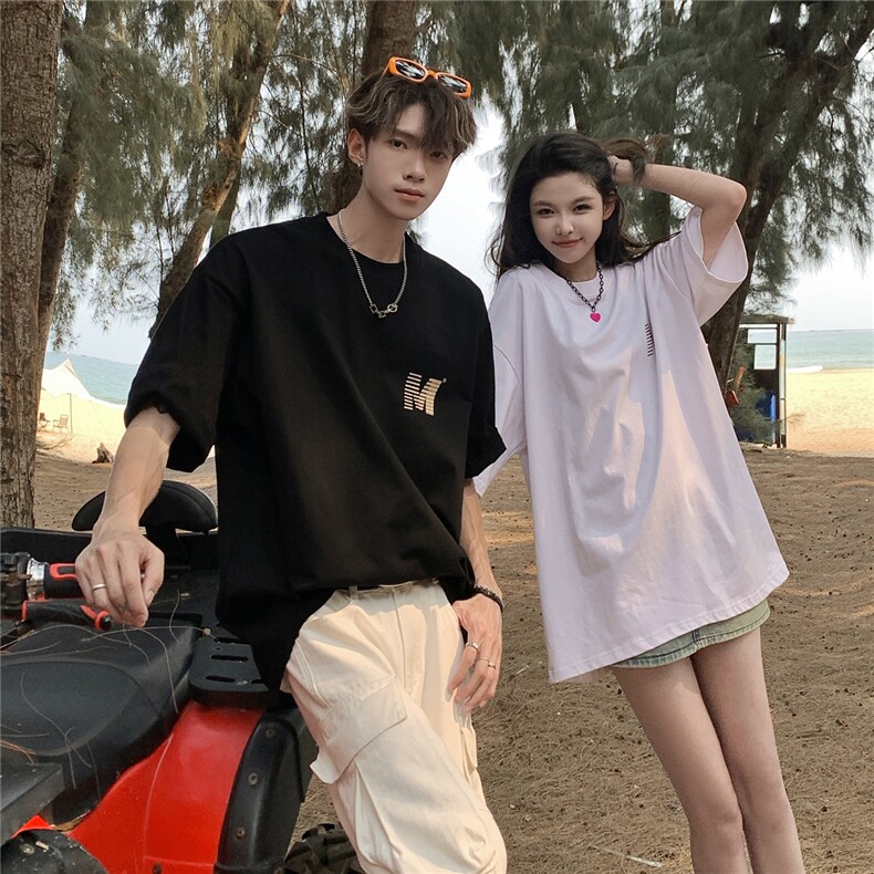 EQ426字母印花夏季情侣装短袖T恤男女学院风简约半袖上衣韩范,男装T恤,电商C306-1