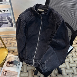 小众复古立领垫肩牛仔外套立体解构设计夹克机车服男JK08959-P78图片