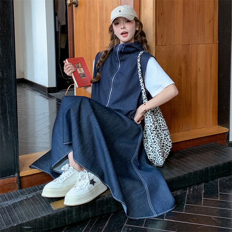 【现货】重工牛仔马甲+牛仔裙套装088-7713P165K228,女装套装/套裙,2C088
