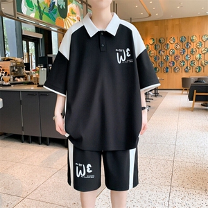 2025夏季青少年短袖套装男宽松大码学生套装男图片