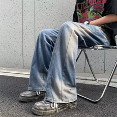 复古水洗工装裤男设计感潮牌宽松微喇叭牛仔裤新款9009P48，男装牛仔裤，星座410-2