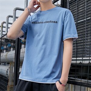 2021夏季新款短袖T恤男黑色打底衫潮牌潮流印花男士体恤T602图片