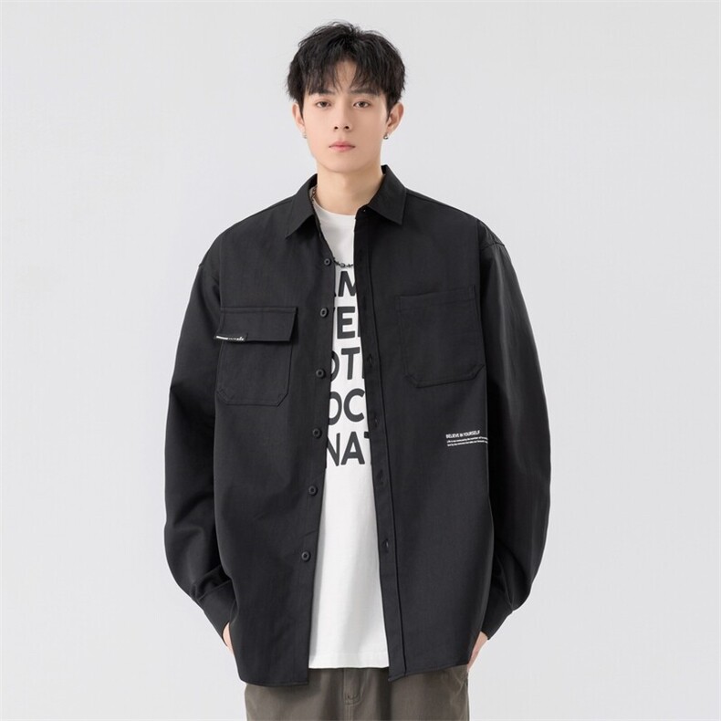 25年春季工装长袖衬衫得物二开衬衣宽松现货DS-C323-1-2503-T批50，男装衬衫，电商C323-1