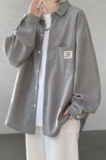 加绒衬衫男冬季新款港风宽松灯芯绒保暖长袖衬衣JR25-P48，男装衬衫，星座214-3