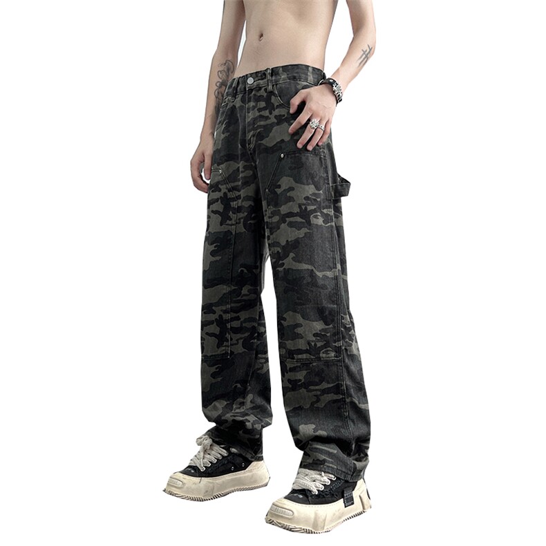 秋季美式ins高街hiphop迷彩水洗伐木裤工装货号K2312P55,男装牛仔裤,电商A063