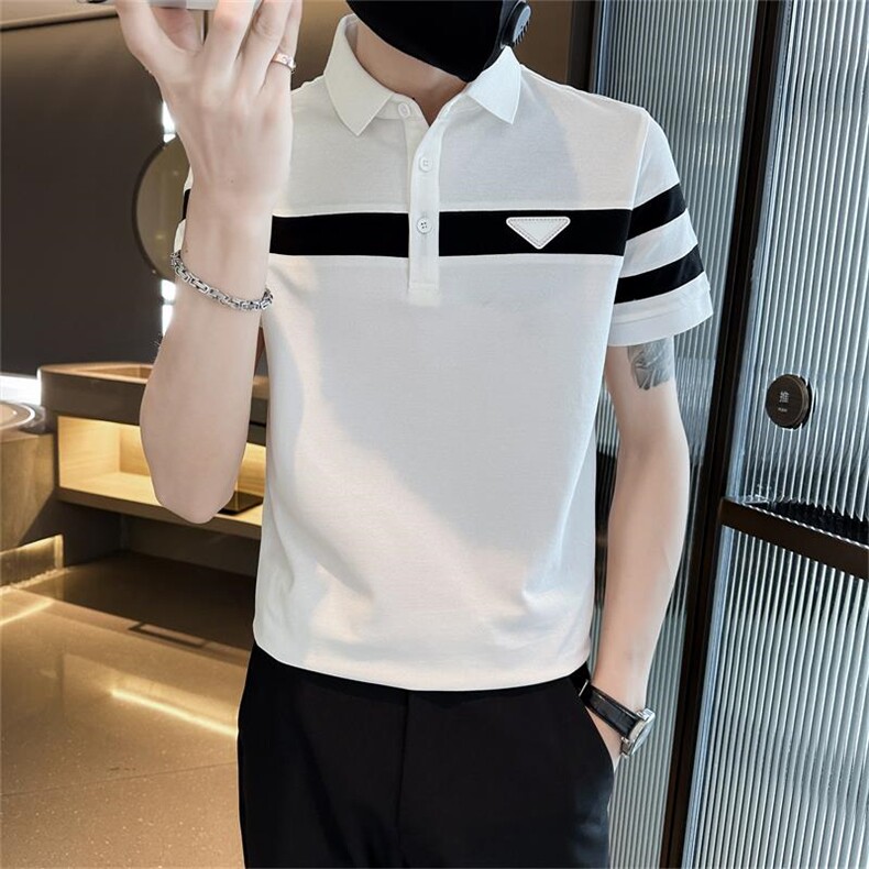 2026夏季经典款拼接轻奢高品质短袖T恤翻领Polo衫T0231-P55,男装T恤,电商D342