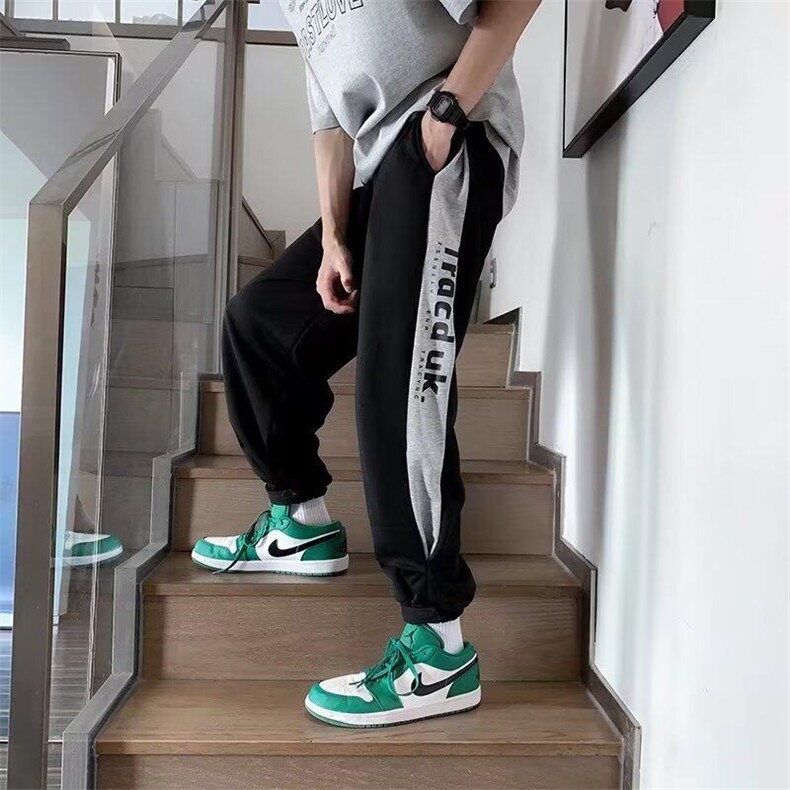 运动裤潮男休闲裤九分裤夏季宽松型条纹潮牌微弹直筒KK044-P35,女装休闲裤,星座911-3