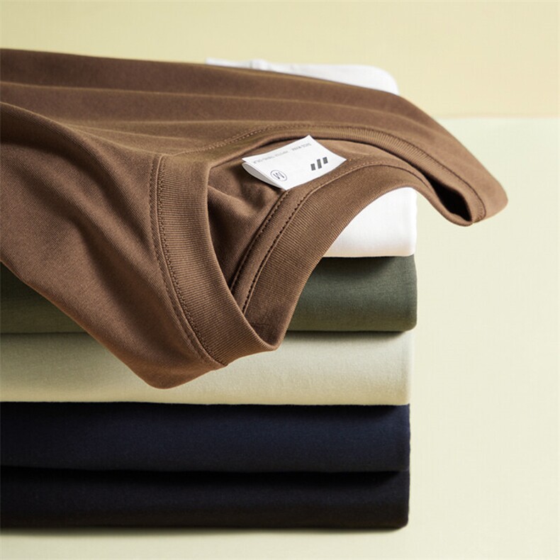 240g40支双纱短袖夏季重磅纯棉T恤男宽松圆领上衣纯色打底衫P18起，男装T恤，电商A110