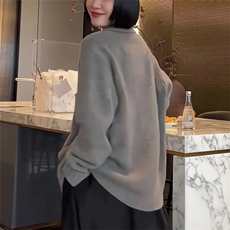 秋冬新款纯色针织翻领单排扣开衫时尚百搭，女装针织衫/毛衣，泰沅羊绒
