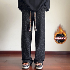 薄款改加绒冬新港风时尚抽绳直筒男cleanfit拖地裤K1165J加绒-P55，男装休闲裤，电商A001-1