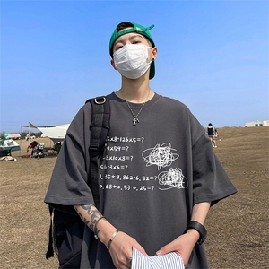 抖音得物二开现货供应220克夏装重磅美式高街宽松短袖t恤MT59图片