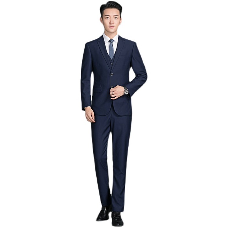 87882-3男士2021年春季新款青年三件套西装商务修身礼服西服P220,男装西服套装,电商B360