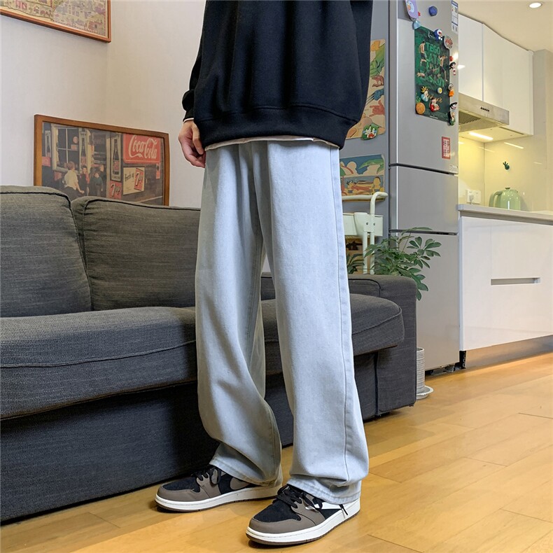 2024新款牛仔裤纯色公版港风运动宽松裤子工装休闲裤男裤N11/P45,男装牛仔裤,星座506