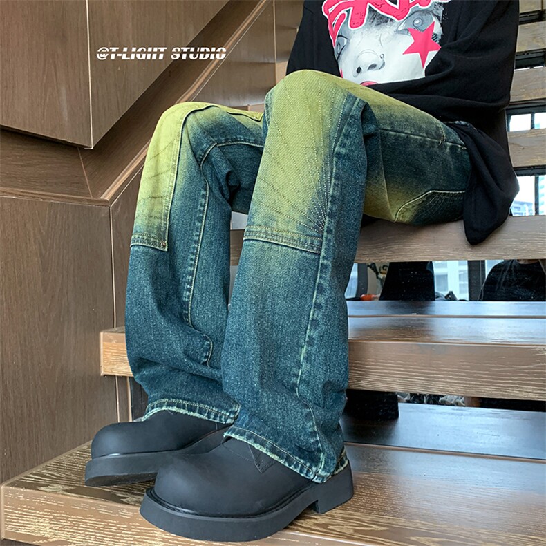 B221 美式ins高街暗黑小众铆钉伐木裤牛仔裤 LK23145-P65 控88图片