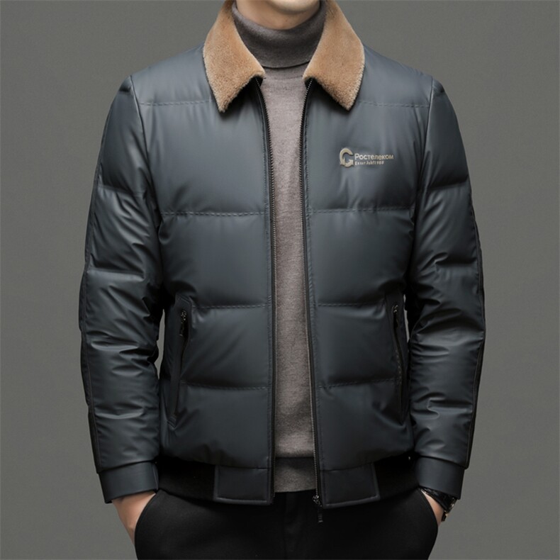 2023新款冬季中年男士羊毛毛领休闲羽绒服男装厚款保暖白鸭绒外套，男装羽绒服，电商B212（原钱塘6029）