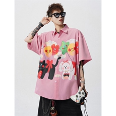 CS1127-P45控78夏季新款设计感大码潮牌冰丝短袖情侣衬衫外套男，男装衬衫，电商A059