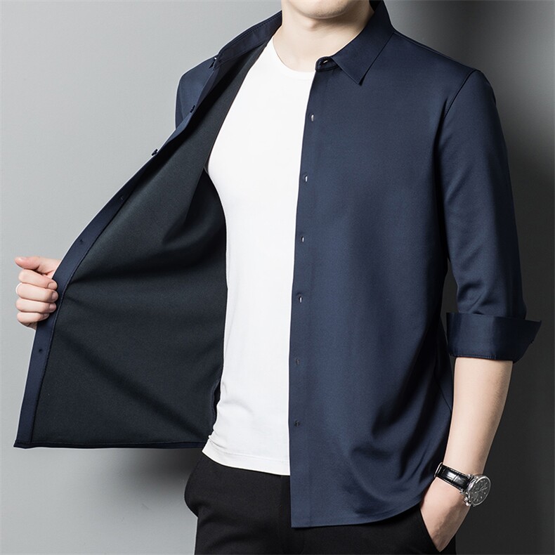 CA802215钱塘2020-2冬季厚款加绒商务休闲中年男士百搭衬衣P82图片