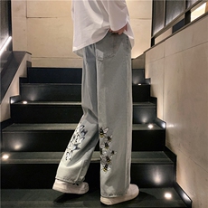 k1009-p55-控78M-5XL拉链拼色黄泥在高阶宽松大码牛仔裤cityboy，男装牛仔裤，星座116