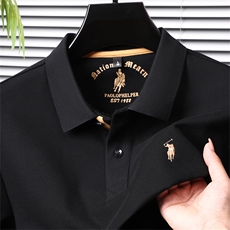 纯棉男士长袖t恤中年翻领秋衣男款体恤新款宽松大码polo衫男，男装Polo衫，电商B212（原钱塘6029）