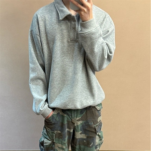 抖音得物高品质二开 25秋冬美式高街结构设计POLO翻领卫衣外套W77图片