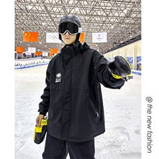 户外连帽中性风防水防风加绒加厚时尚滑雪服外套M35-P125控178，男装棉衣，电商A001