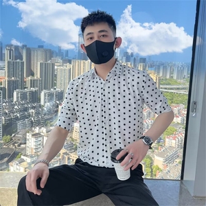 波点衬衫修身上衣质量 M-3XL T146图片