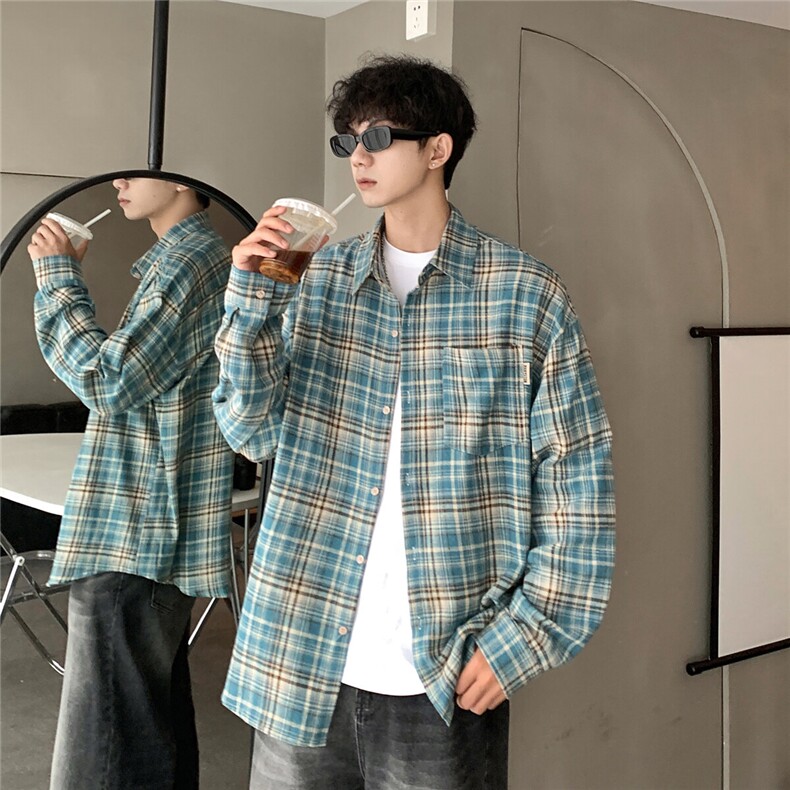 （片）2025秋装新款5经典格子休闲宽松衬衫ZC02-P45控68,男装衬衫,星座1315