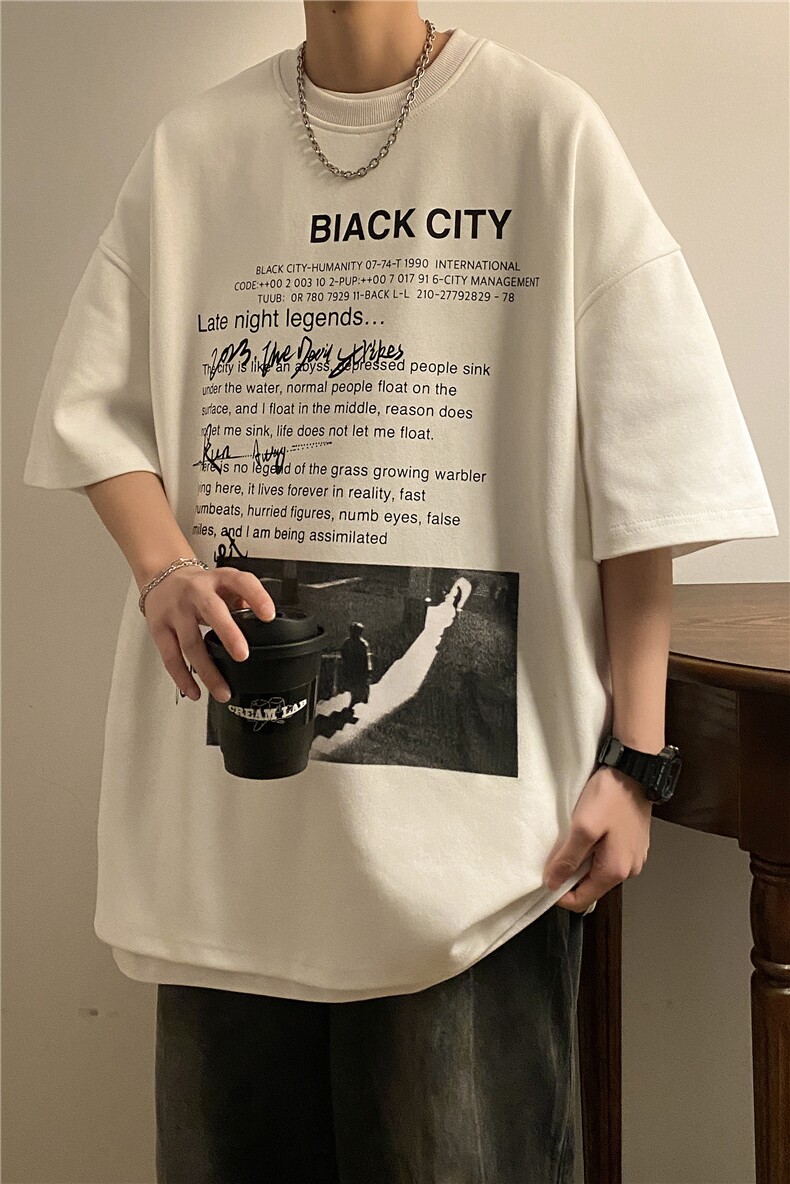 美式高街小众印花短袖男生潮流百搭宽松T恤JK23231-p35控48,男装T恤,星座605(原A050)