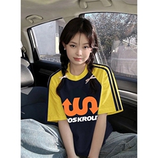夏季美式高街重磅纯棉三条杠织带插肩撞色男女短袖T恤CZ22-特P25，男装T恤，电商A486