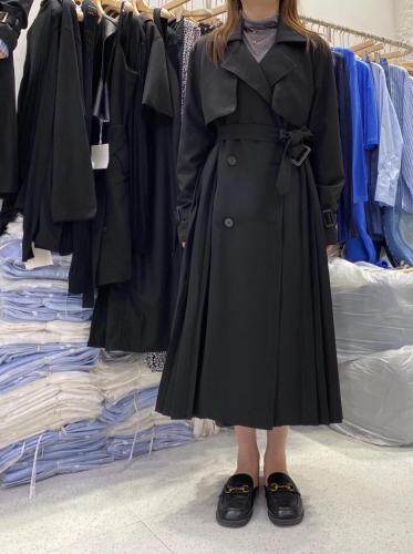 侧面压褶设计大件风衣三个色，女装风衣，SMOOTH