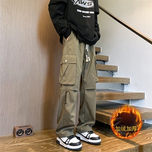 加绒加厚美式高街工装裤男户外机能冲锋直筒休闲长裤JR2307特P46图片