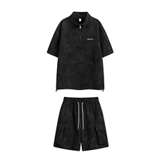 特P55无差价夏季新款时尚百搭潮流套装-HT6009日系白底，男装休闲套装，电商A003