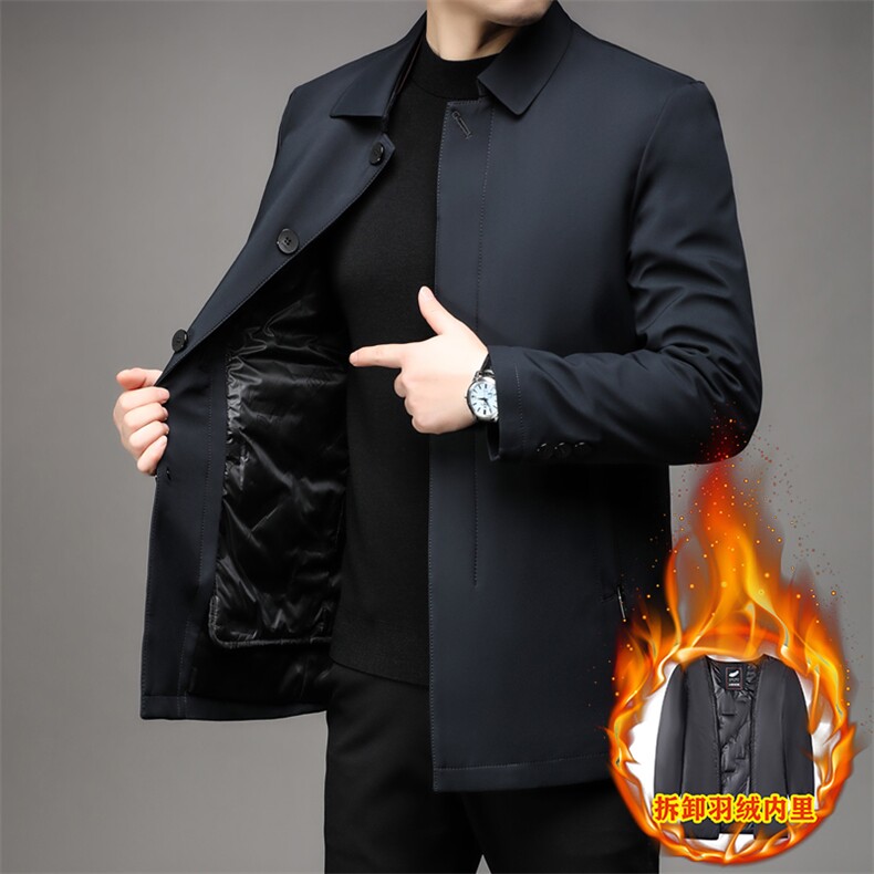 羽绒服男士可拆卸内胆保暖中年爸爸冬装加厚外套干部休闲夹克男装,男装羽绒服,电商B212（原钱塘6029）