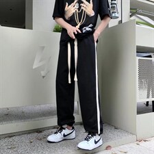 阔腿运动休闲裤男潮牌ins高街条纹拖地裤K1948P32，男装休闲裤，星座1116-2