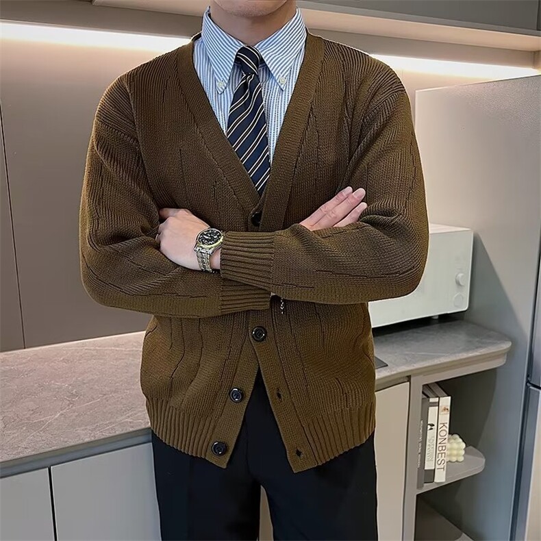 轻熟风秋冬新款设计感复古宽松潮流休闲开衫男针织衫外套毛衣,男装针织衫/毛衣,星座1013