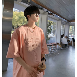 港风立体四芒星钢印短袖T恤男DT77780P28块特价控55：供抖音视频图片