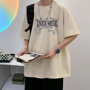 现货2025夏季t恤潮牌短袖男休闲装半袖情侣装ins小众款凉感上图片