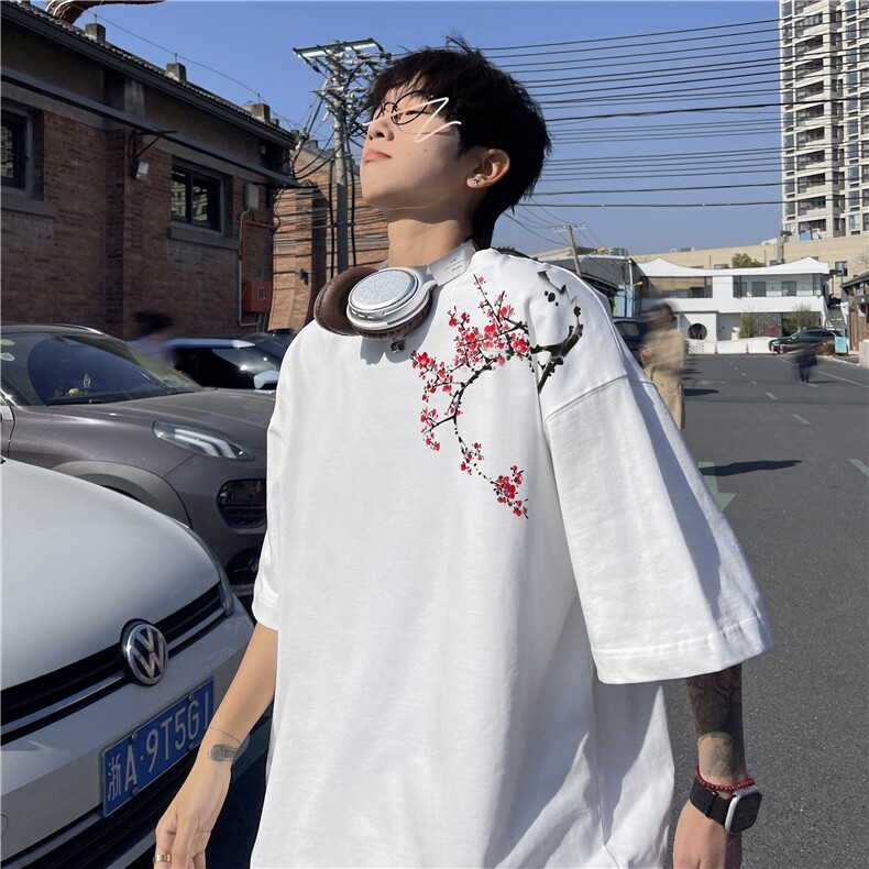 抖音品质直播得物风新中式印花短袖T恤dcm295-特批20控38,男装T恤,星座605(原A050)