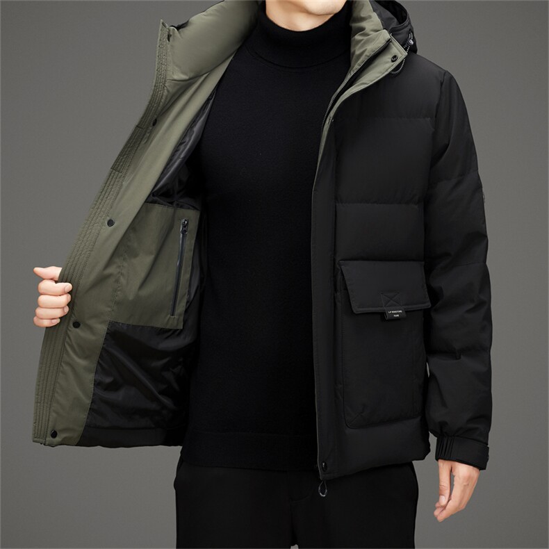 新款工装羽绒服外套男款冬季加厚可脱卸帽潮流时尚休闲羽绒服大衣,男装羽绒服,钱塘723