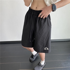 刺绣冰丝短裤男款夏季潮牌外穿速干半截裤大码宽松美式休闲五分裤，男装休闲裤，电商B315