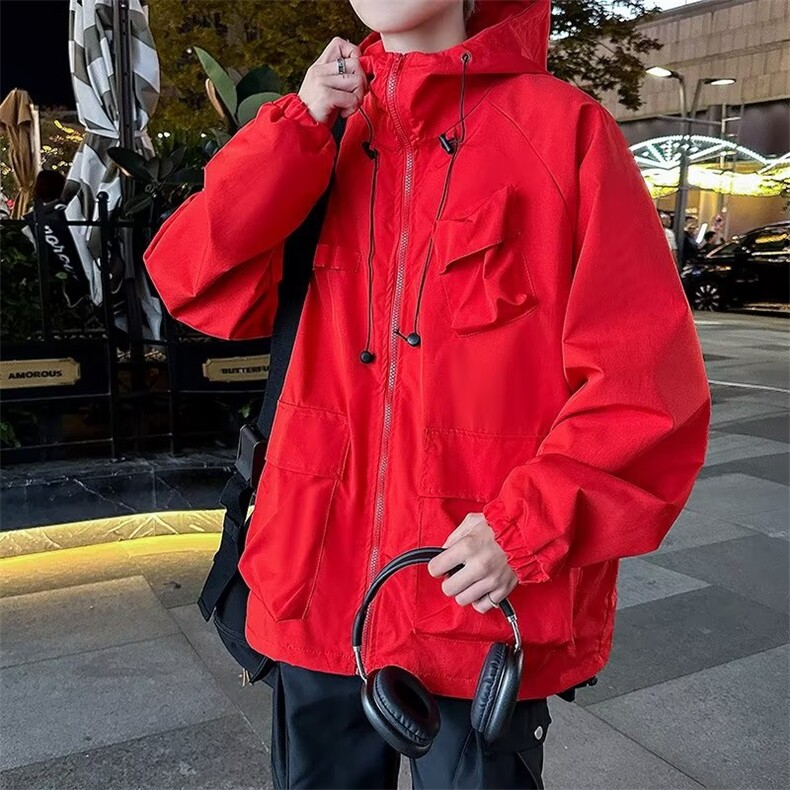 防水冲锋衣男机能风宽松飞行服休闲连帽外套工装夹克JD20,男装夹克,星座1116A-1（原606A）