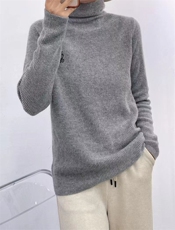 秋季新款舒适显瘦时尚百搭牵牛花元宝针套头毛衣，女装针织衫/毛衣，恒恩羊绒