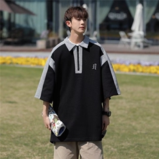 Polo衫男短袖韩版潮流拼色字母刺绣2023夏季新款ins体恤WB073-P30，男装Polo衫，星座412-3