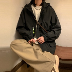 新款连帽冲锋衣夹克男港风潮流宽松休闲外套JK2306-P68，男装夹克，星座717