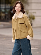 拼毛绒派克羽绒服女2025冬季新款小个子超好看洋气短款白鸭绒外套，女装羽绒服，冬木谷雨