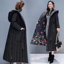 棉服女2021新款休闲优雅保暖中长款冬季纯色连帽加厚百搭修身，女装棉衣/棉服，笃写