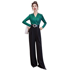 欧货时尚连体裤女2024夏新款女高腰修身阔腿裤垂感连衣裤职业，女装连体裤，微微衣阁